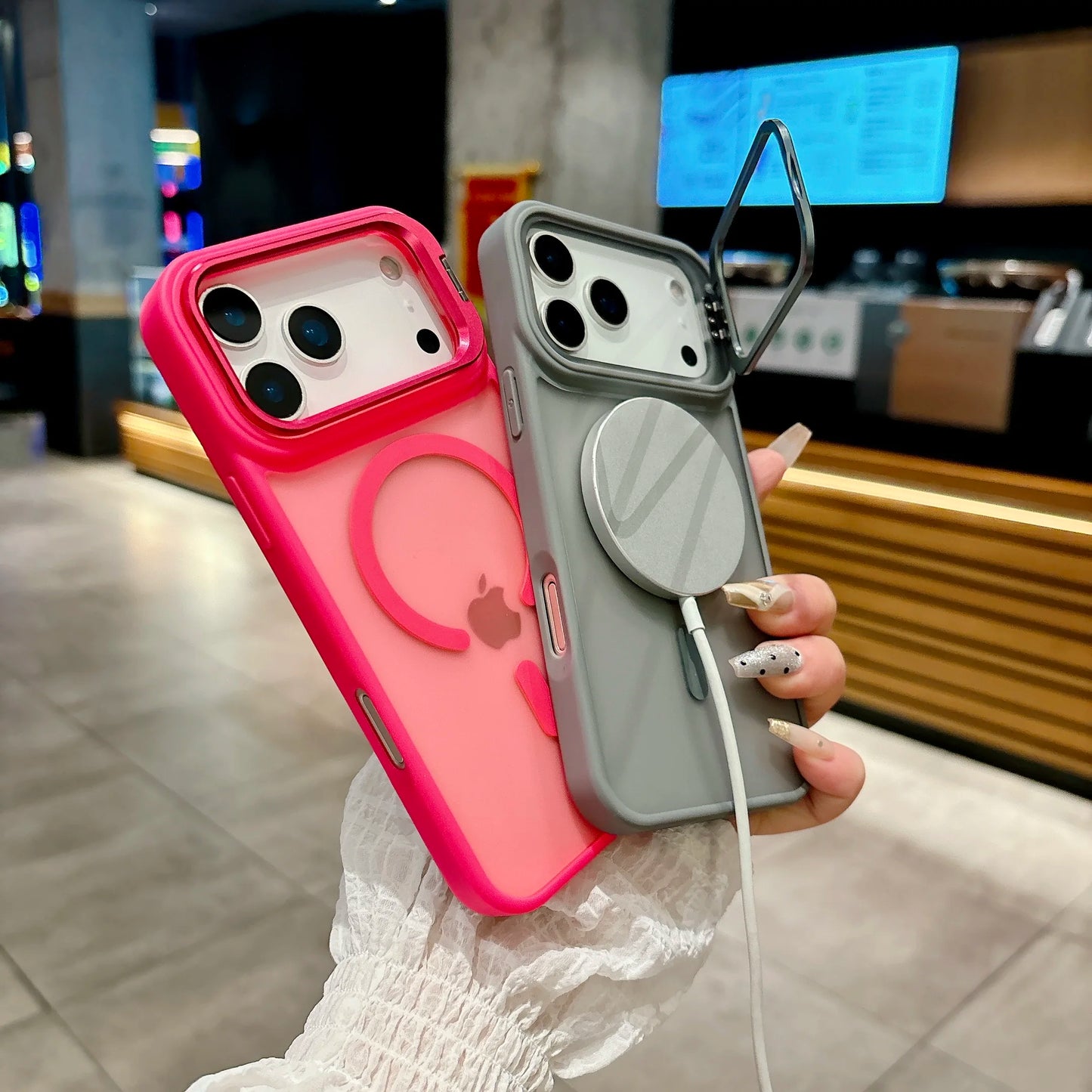 New Frosted Matte Translucent Magnetic Case For iPhone 17 17Pro 17Air 17 Pro Max Metal Bracket For Magsafe Wireless Charge Cover