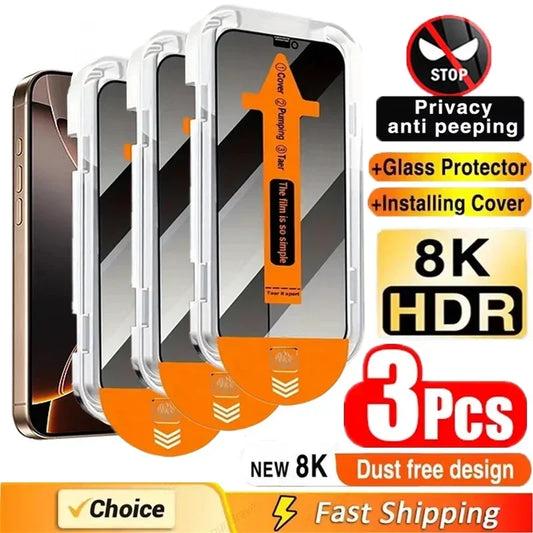 Privacy Screen Protector Anti-Spy  3Pcs for iPhone 11–16 Pro Max