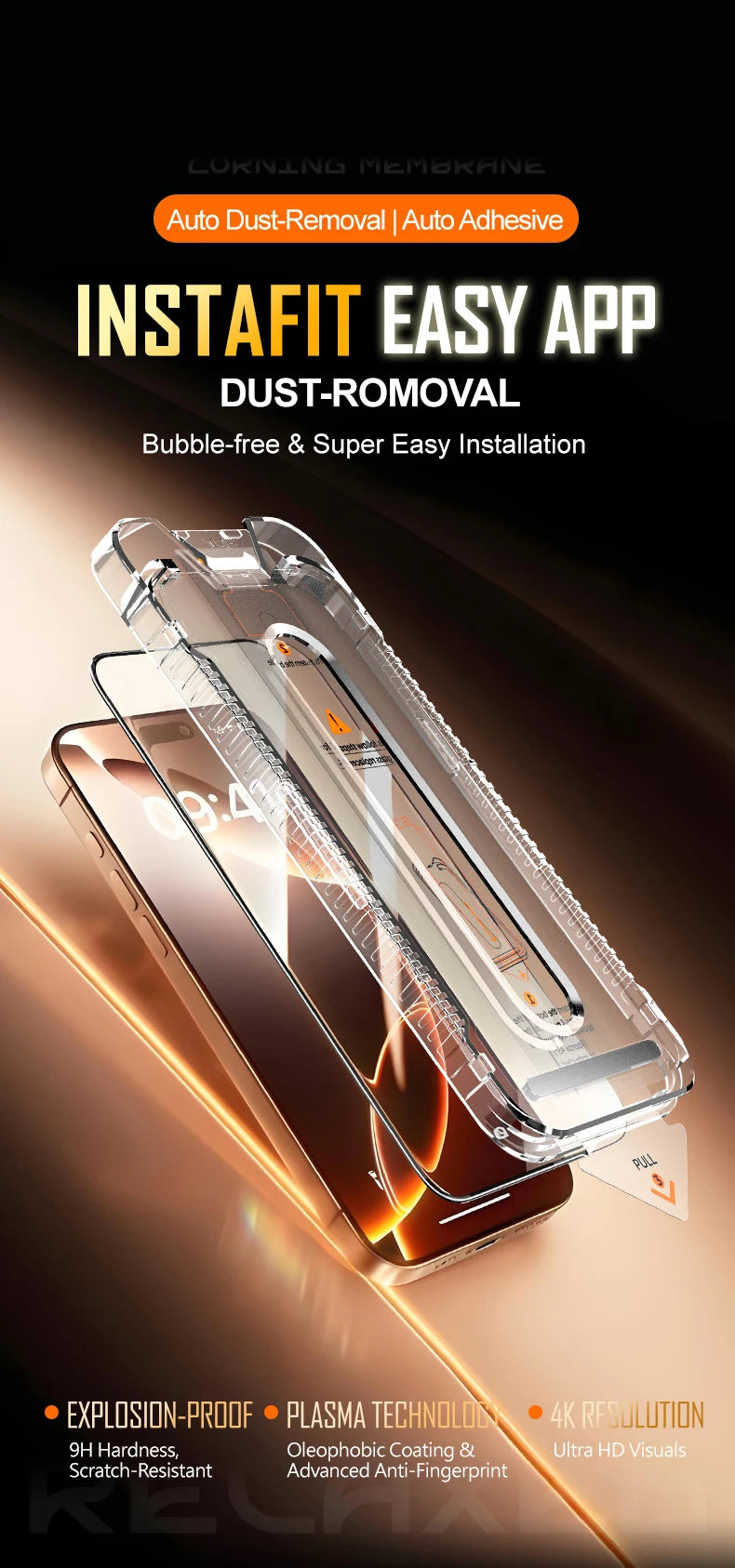 HD Tempered Glass For iPhone 17 Air Pro Max, Dust Free Easy Installation Screen Protector, Bubble Free, Easy Installation