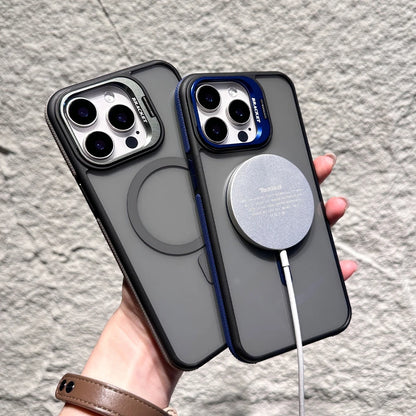 Magnetic Luxury Matte Armor Case with Stand for iPhone 11–16 Pro/Max