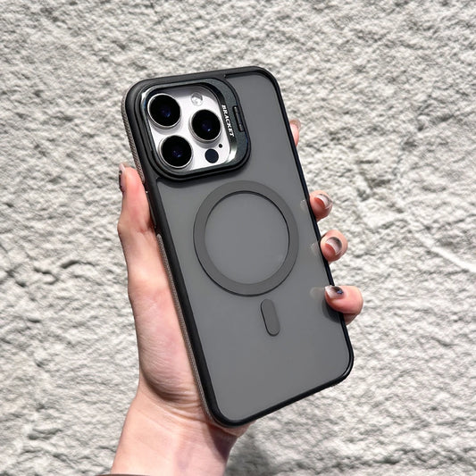 Magnetic Luxury Matte Armor Case with Stand for iPhone 11–16 Pro/Max