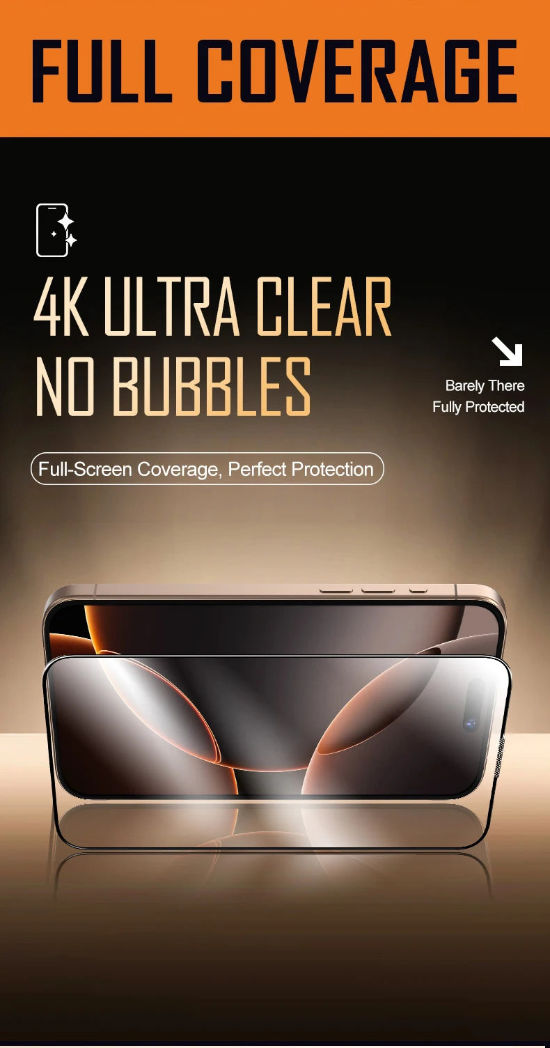 HD Tempered Glass For iPhone 17 Air Pro Max, Dust Free Easy Installation Screen Protector, Bubble Free, Easy Installation