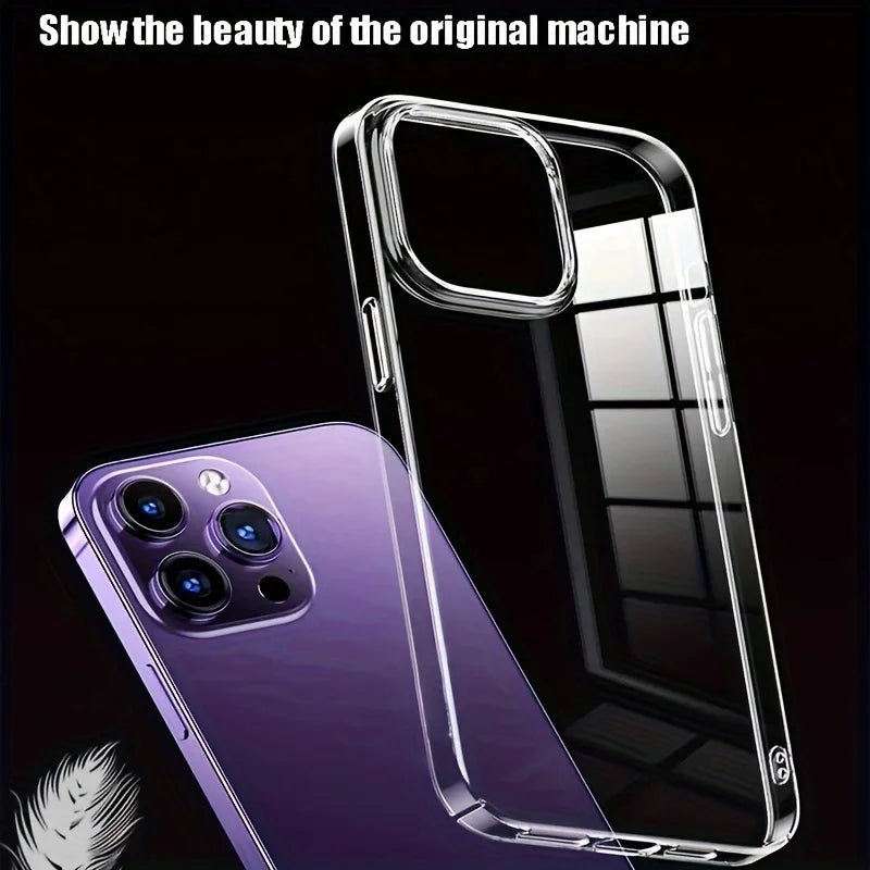 Thin Clear Acrylic Case with Shockproof Back Cover for iPhone 11–17 Pro Max