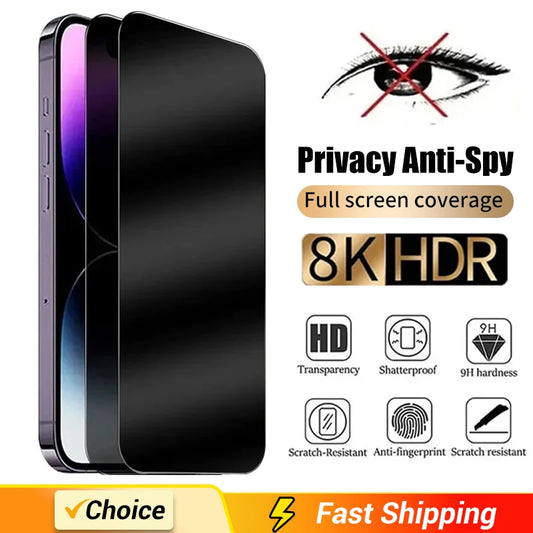 Privacy Screen Protector Anti-Spy (1–2 Pack) — Full Cover for iPhone 11–16 Pro/Max